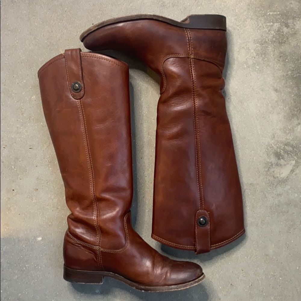 Frye Melissa Button riding boots cognac